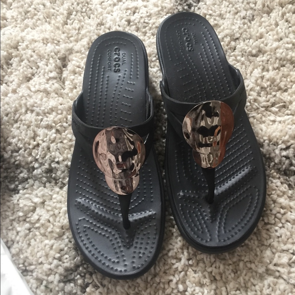 Brand new- unworn!! Crocs with wedge